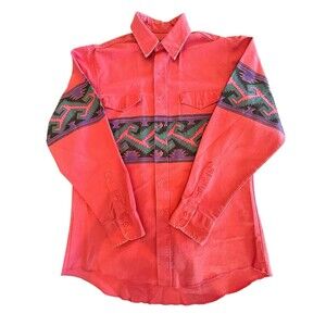 Wrangler Vintage Brushpopper Shirt Mens X Long Tail Sz 16 1/2-35 SZ Lg Pink